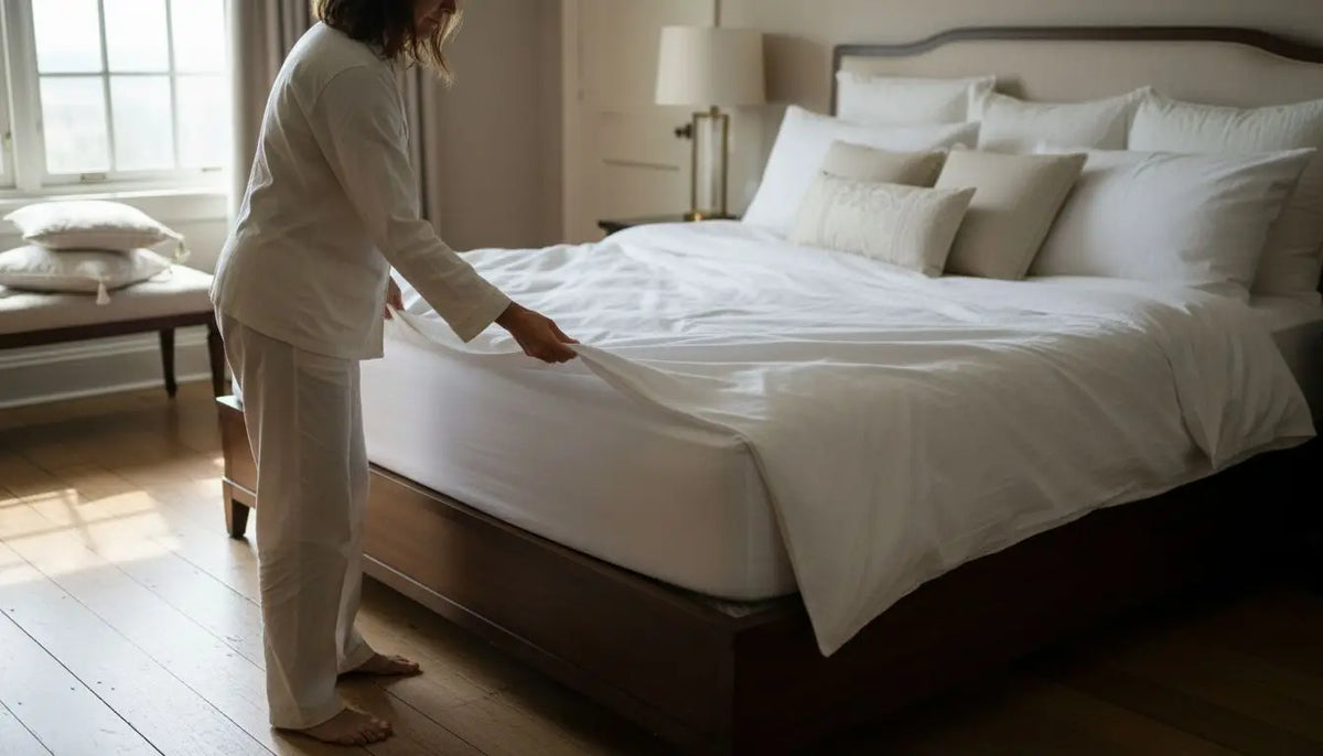 Procédure installation draps coton pour lit haut de gamme