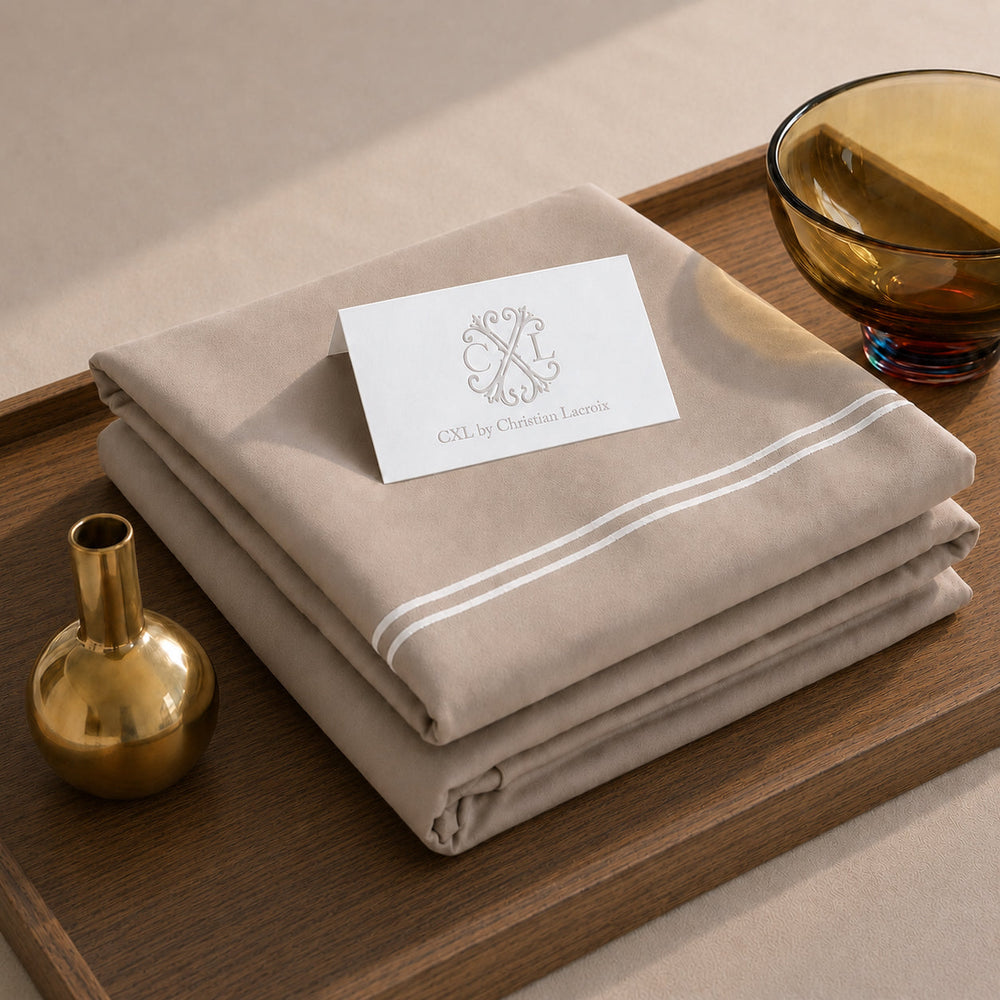 Drap plat satin de coton - Nîmes Taupe / Taupe - CXL by Christian Lacroix Maison