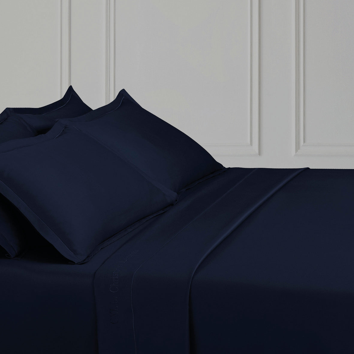 Drap plat satin de coton - Uni 1 baratta Bleu 11