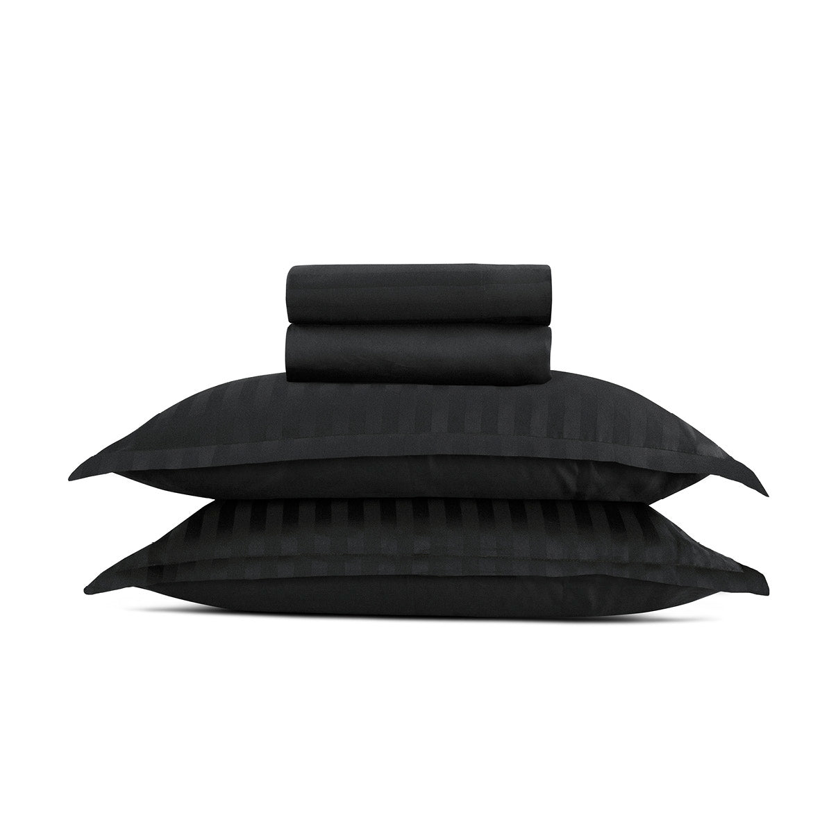 Ensemble de draps satin de coton tissé Jacquard - Rayure Noir - CXL by Christian Lacroix Maison