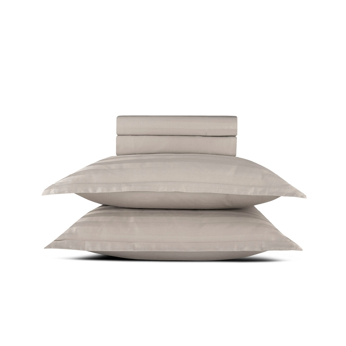 Ensemble de draps satin de coton rayure tissé dobby - Taupe - CXL by Christian Lacroix Maison