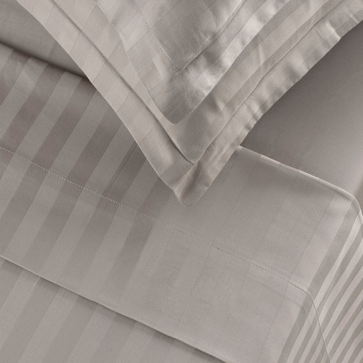 Ensemble de draps satin de coton rayure tissé dobby - Taupe - CXL by Christian Lacroix Maison