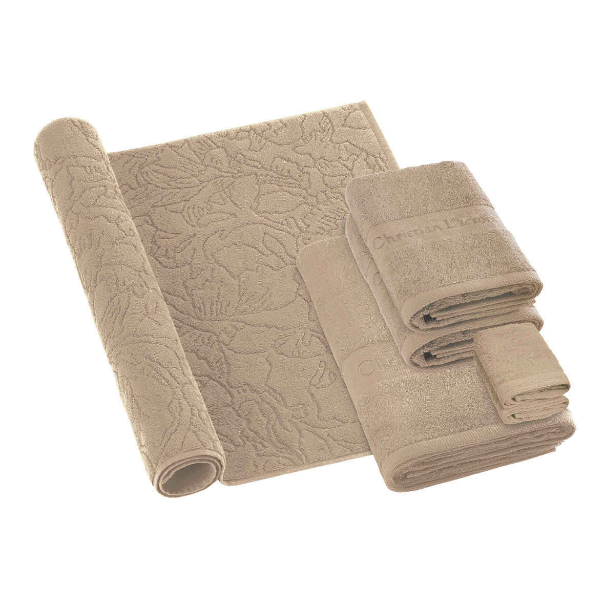 Ensemble de linge de bain 6 pièces (serviettes, drap de bain, lavettes + tapis) - 100 % coton peigné - Azur - CXL by Christian Lacroix Maison