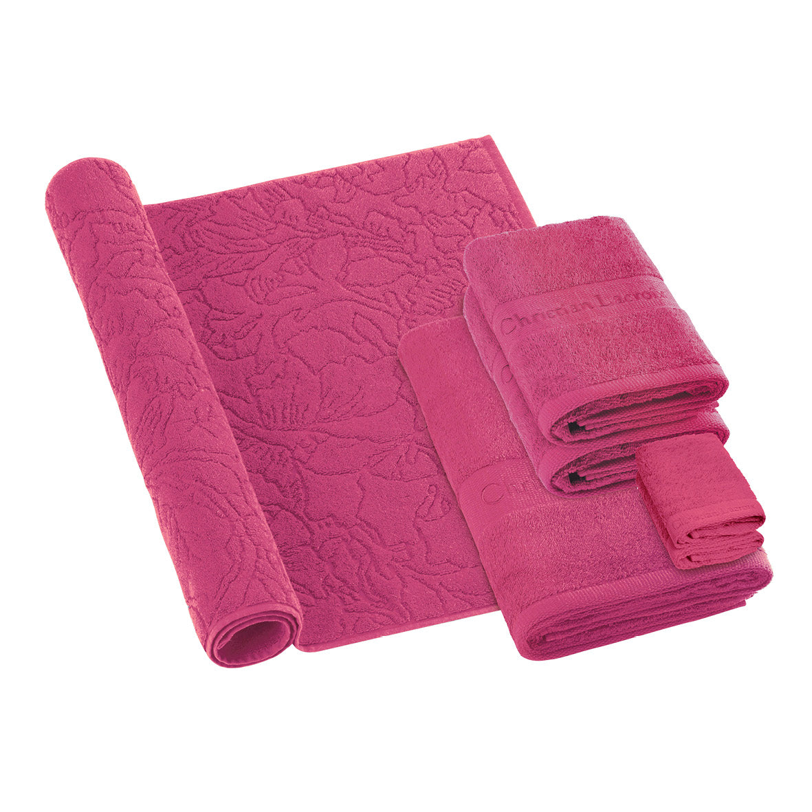 Ensemble de linge de bain 6 pièces (serviettes, drap de bain, lavettes + tapis) - 100 % coton peigné - Azur - CXL by Christian Lacroix Maison