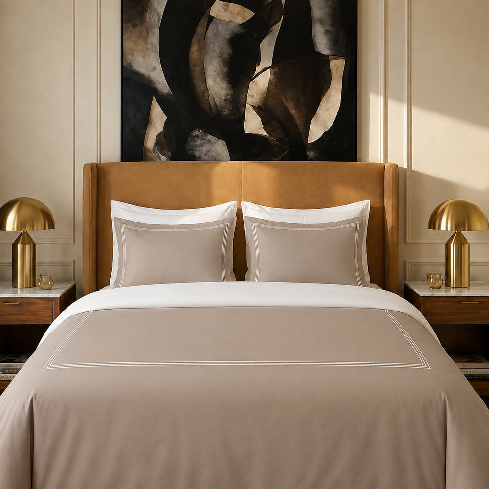 Housse de couette + taie d'oreiller satin de coton - Nîmes Taupe / Taupe - CXL by Christian Lacroix Maison