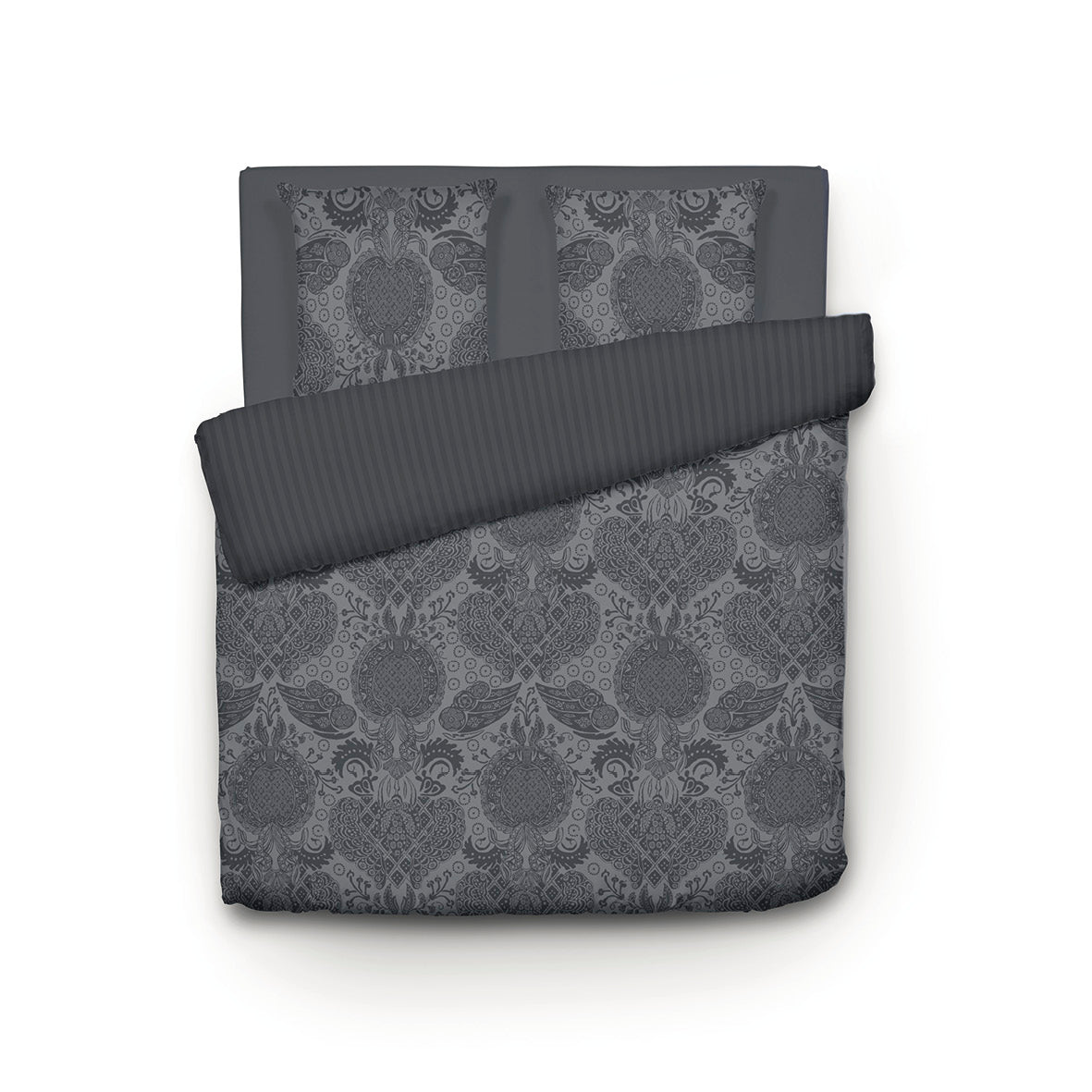 Housse de couette + taie(s) d'oreiller satin de coton - Arles gris foncé - CXL by Christian Lacroix Maison