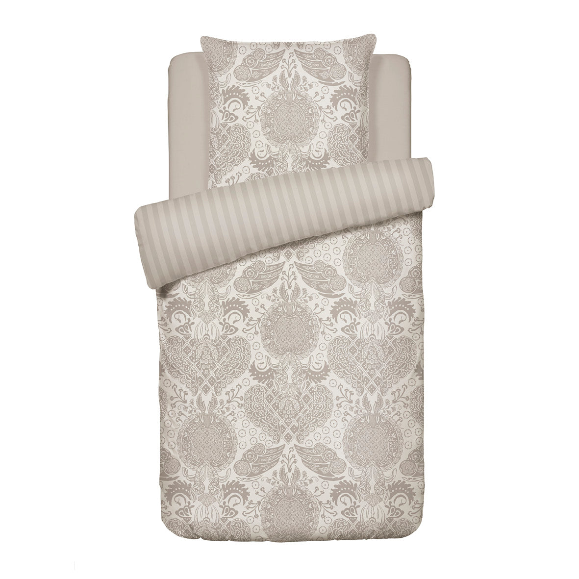 Housse de couette + taie(s) d'oreiller satin de coton - Arles taupe - CXL by Christian Lacroix Maison