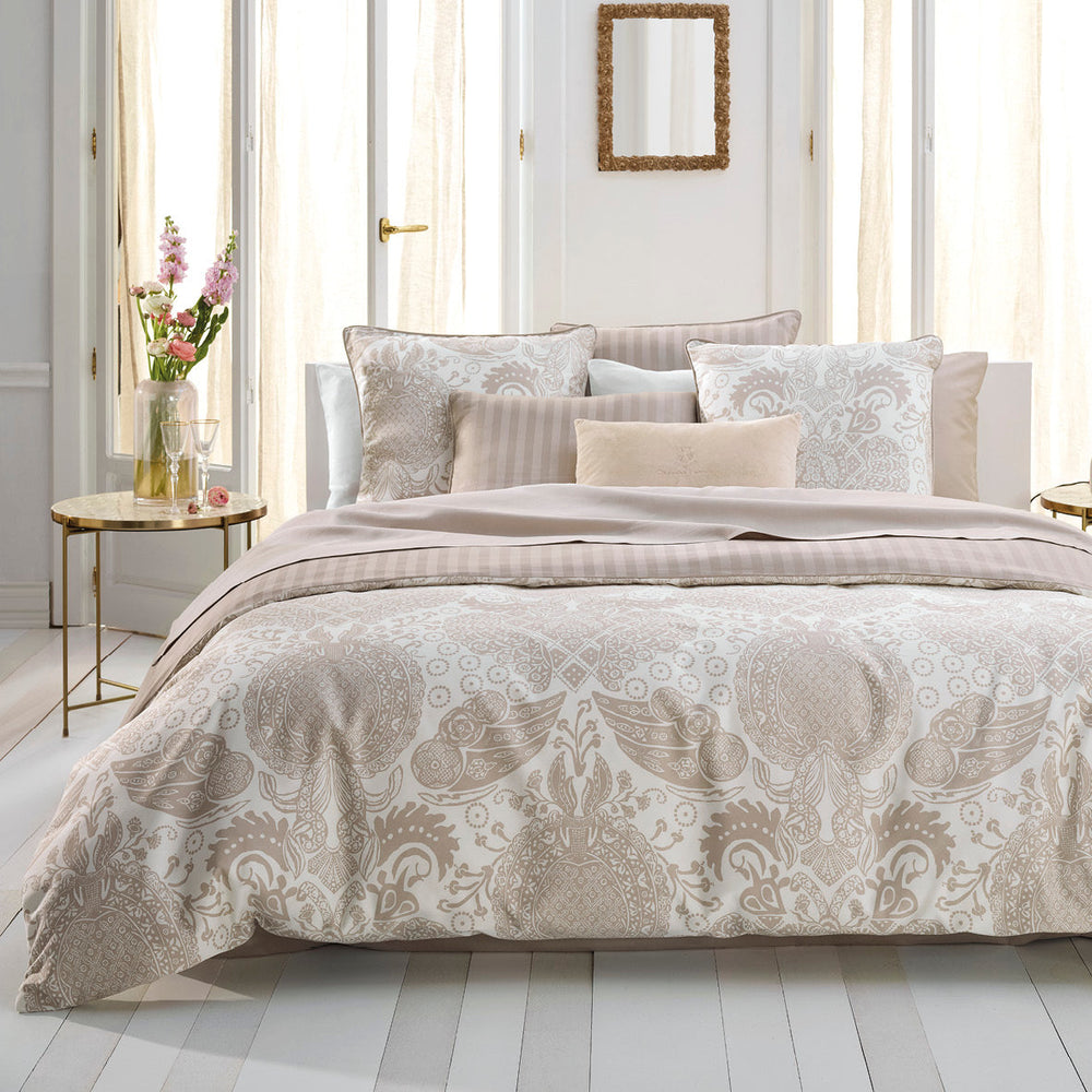 Housse de couette + taie(s) d'oreiller satin de coton - Arles taupe - CXL by Christian Lacroix Maison