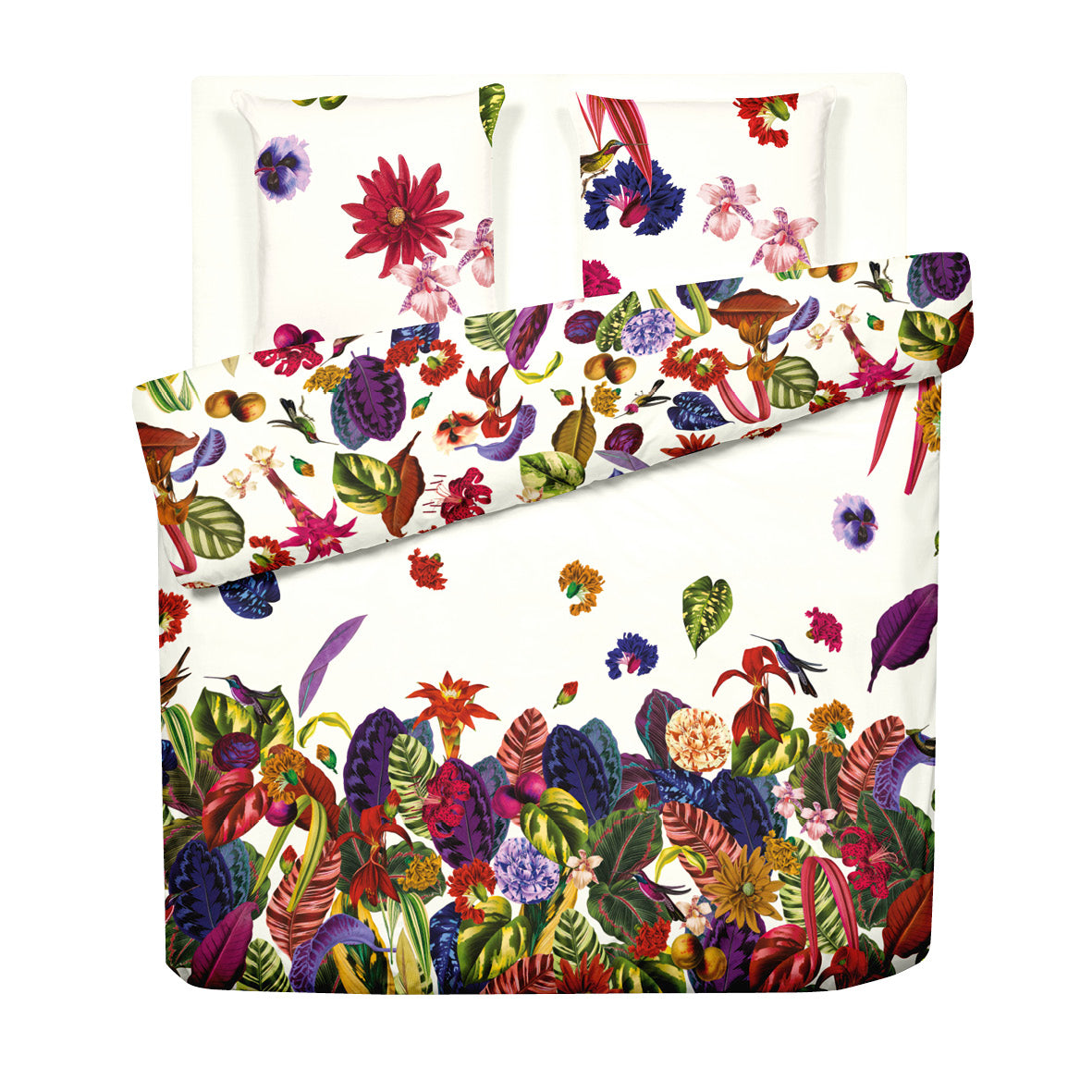 Housse de couette + taie(s) d'oreiller satin de coton - Jardin tropical