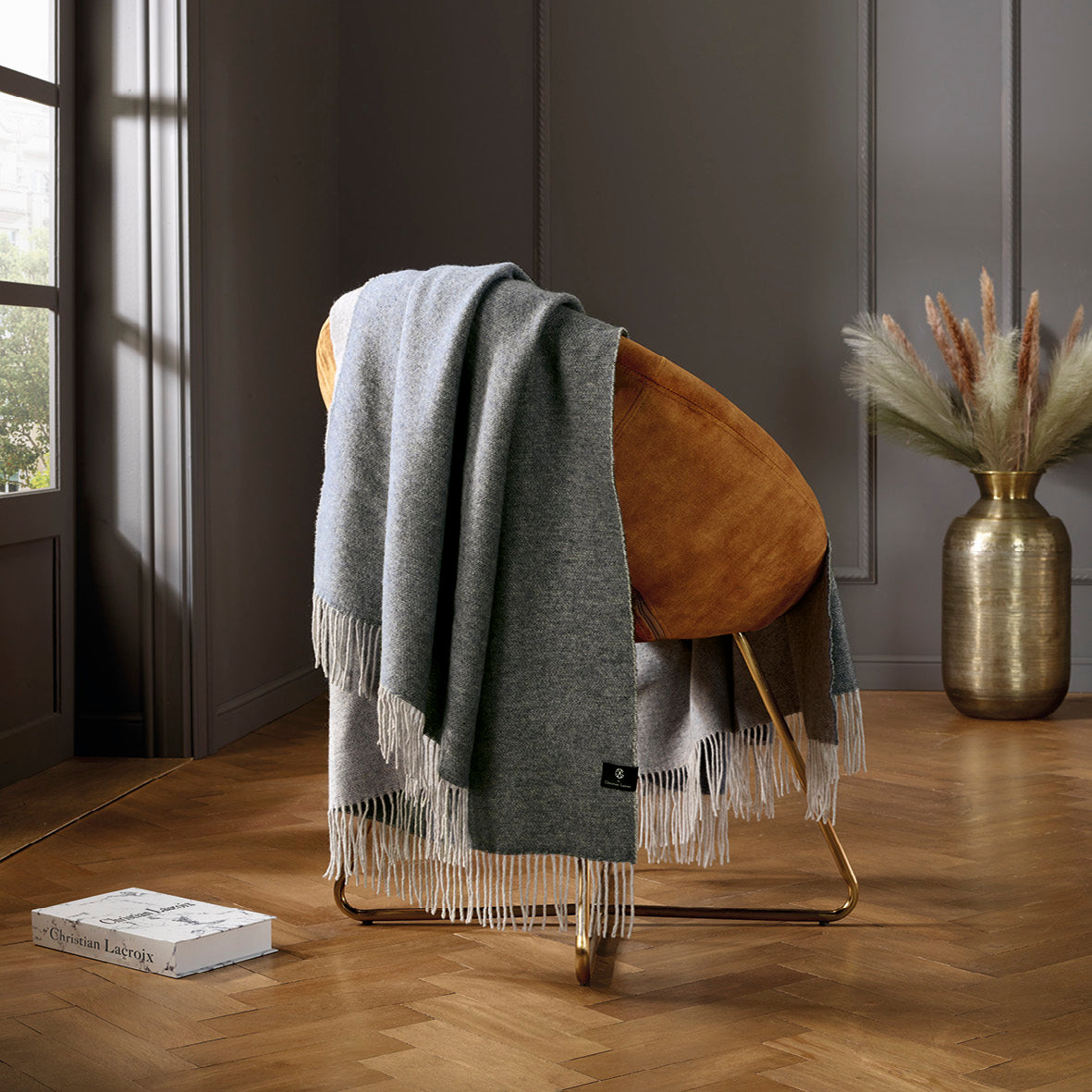 Plaid tissé 130 x 180 cm - Gris foncé / gris clair - CXL by Christian Lacroix Maison