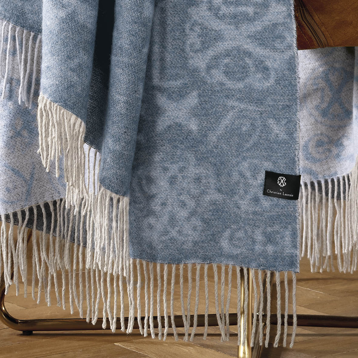 Plaid tissé - Signature bleu : 130 x 180 cm - CXL by Christian Lacroix Maison