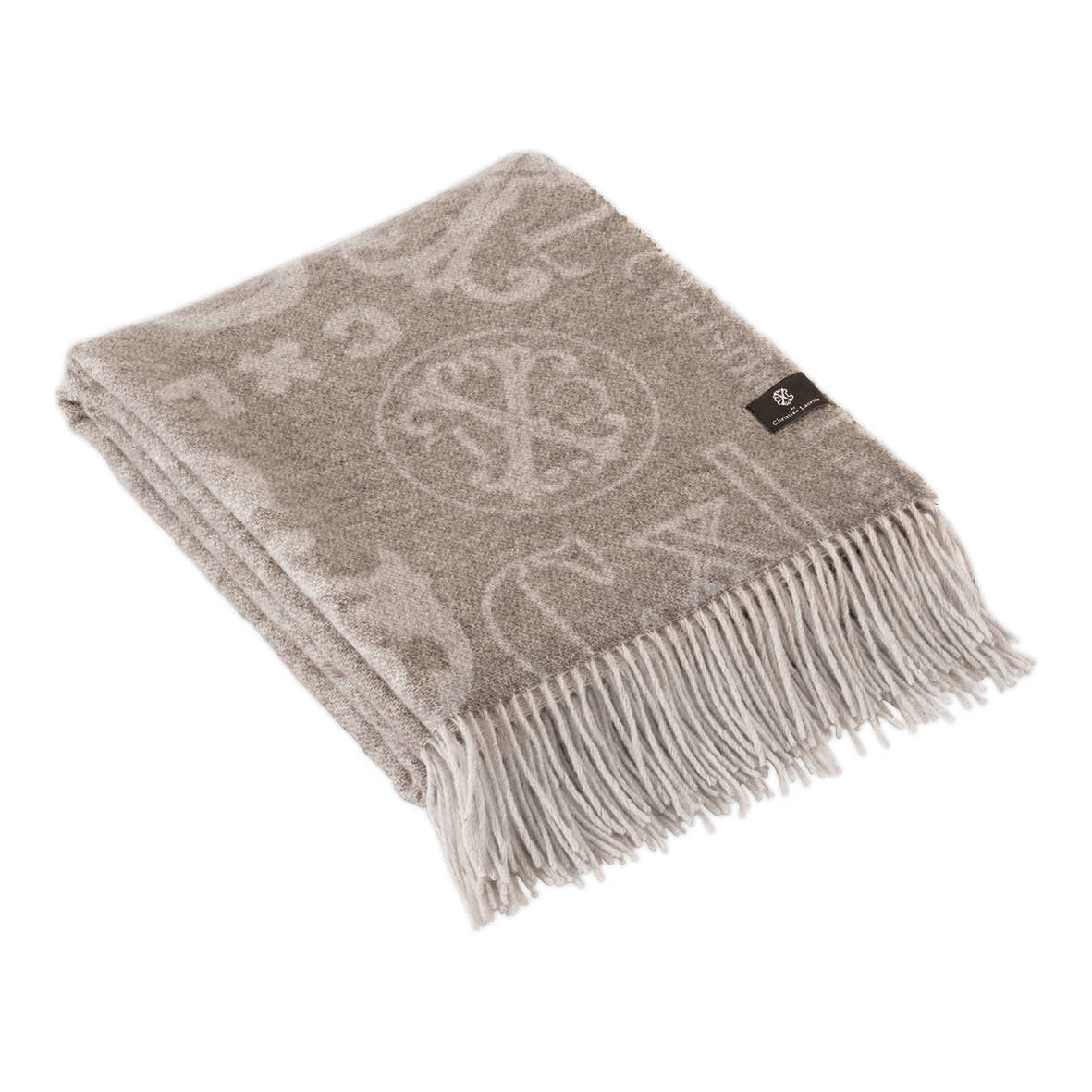 Plaid tissé - Signature taupe : 130 x 180 cm - CXL by Christian Lacroix Maison