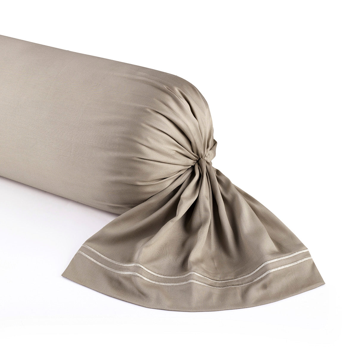 Taie de traversin satin de coton - Nîmes Taupe / Taupe - CXL by Christian Lacroix Maison