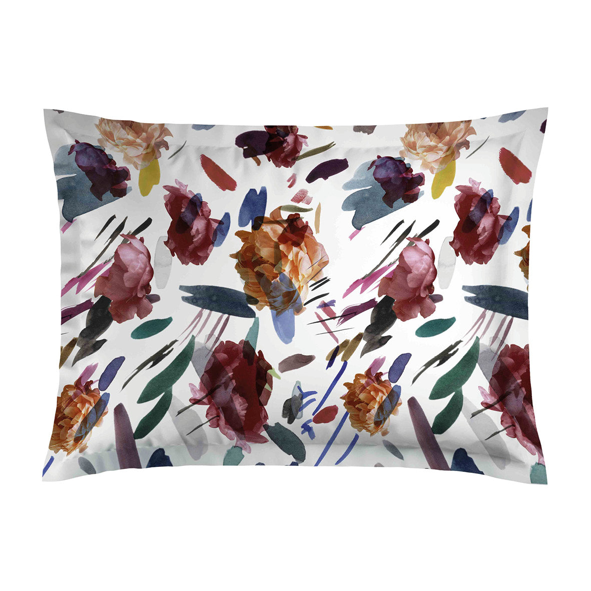 Taie d’oreiller satin de coton - Arty flowers Blanc - 2 x (50 x 70 cm)