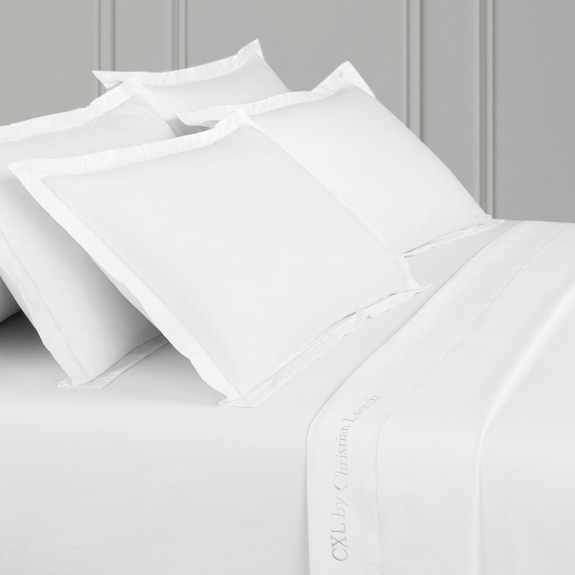 Taie d'oreiller satin de coton - Uni 1 baratta Blanc - CXL by Christian Lacroix Maison