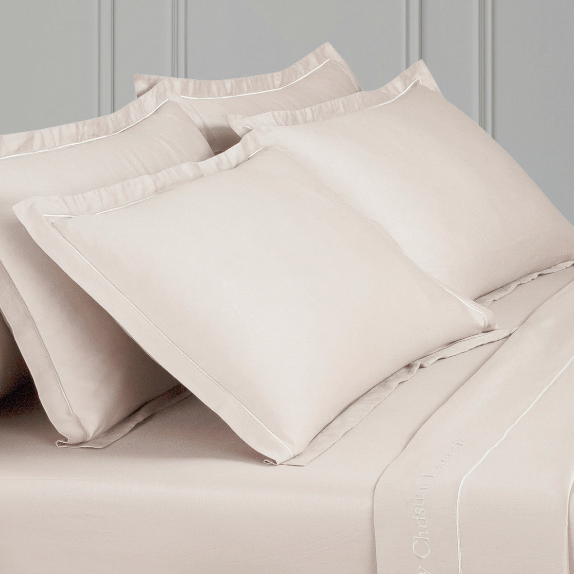 Taie d'oreiller satin de coton - Uni 1 baratta Taupe antique - CXL by Christian Lacroix Maison