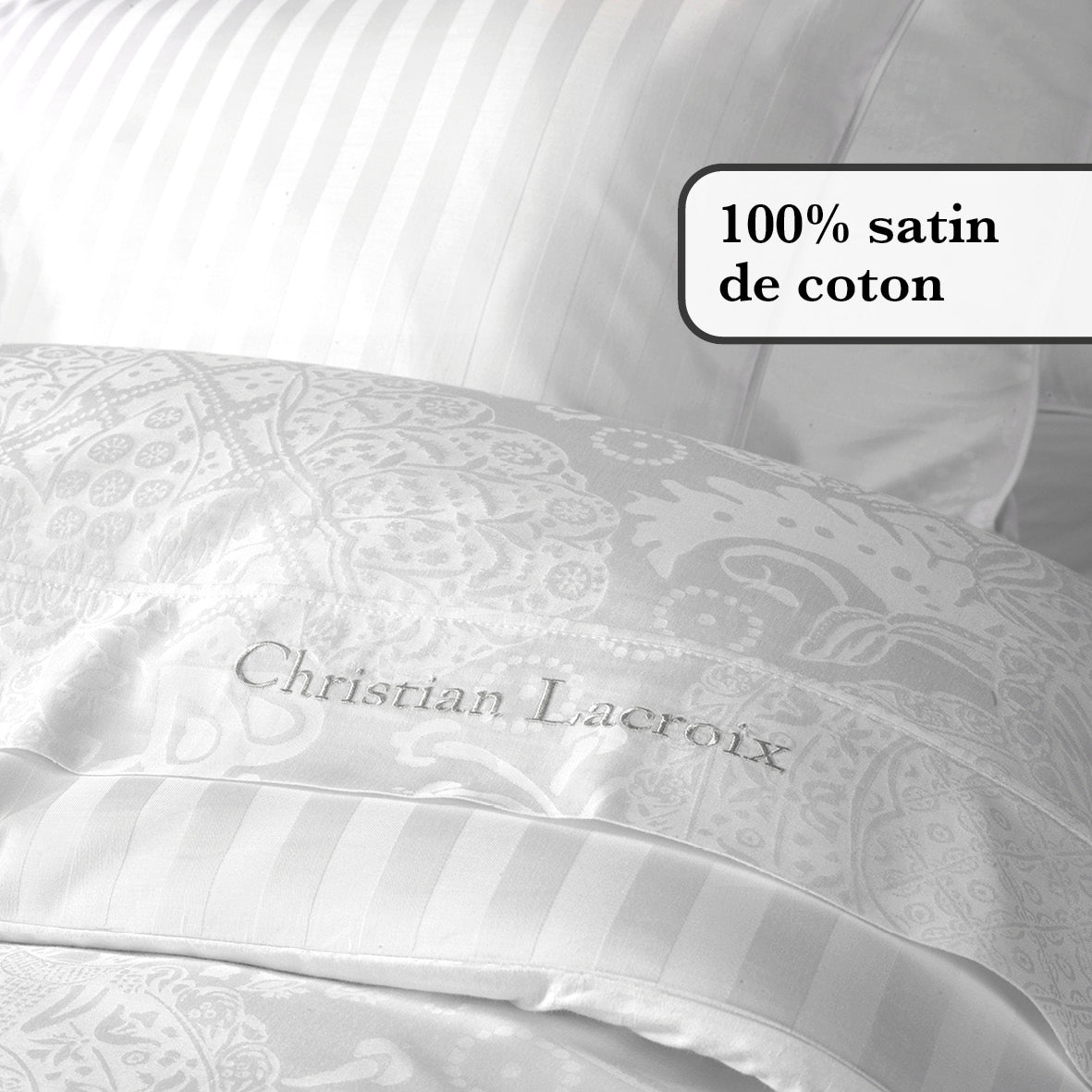 Taie(s) d'oreiler satin de coton - Jacquard Arles Blanc - CXL by Christian Lacroix Maison